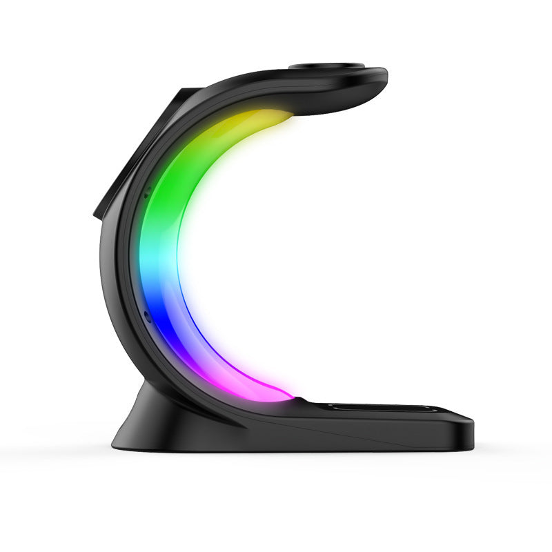 Caricabatterie wireless magnetico 4 in 1 con ricarica rapida per smartphone Stazione di ricarica con luce d'atmosfera per Airpods Pro, iPhone e Apple Watch