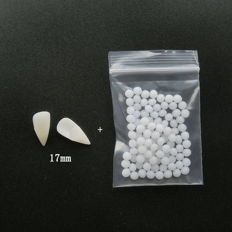 1 paio di denti da vampiro per Halloween, zanne, dentiere, accessori per feste, costumi fai da te, accessori per cosplay.