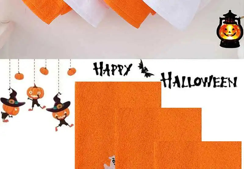 Set di 3 asciugamani in cotone ricamato per Halloween, delicati sulla pelle, morbidi, altamente assorbenti, per lavarsi il viso, per fare il bagno e per viaggiare.