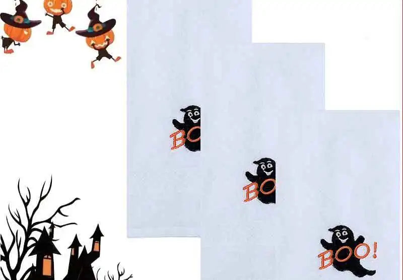 Set di 3 asciugamani in cotone ricamato per Halloween, delicati sulla pelle, morbidi, altamente assorbenti, per lavarsi il viso, per fare il bagno e per viaggiare.