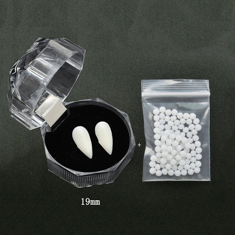 1 paio di denti da vampiro per Halloween, zanne, dentiere, accessori per feste, costumi fai da te, accessori per cosplay.