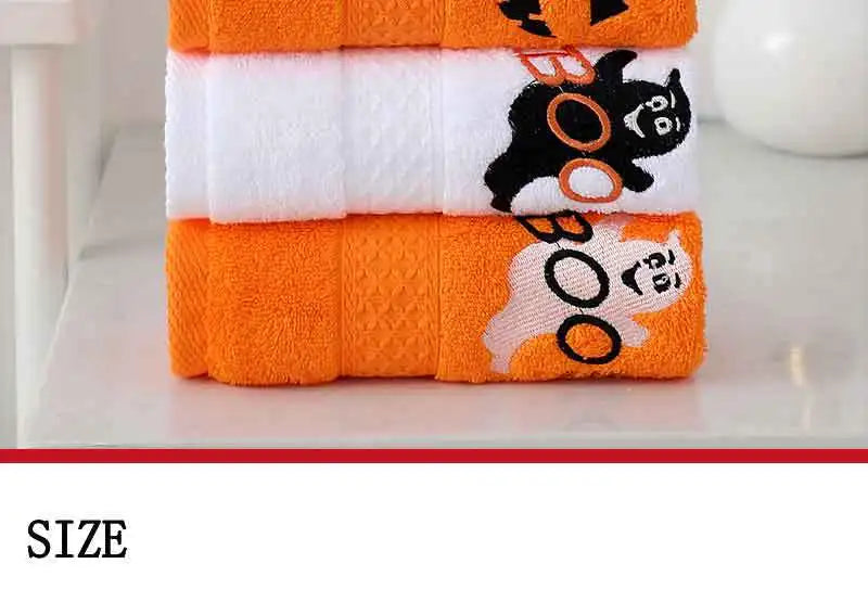 Set di 3 asciugamani in cotone ricamato per Halloween, delicati sulla pelle, morbidi, altamente assorbenti, per lavarsi il viso, per fare il bagno e per viaggiare.