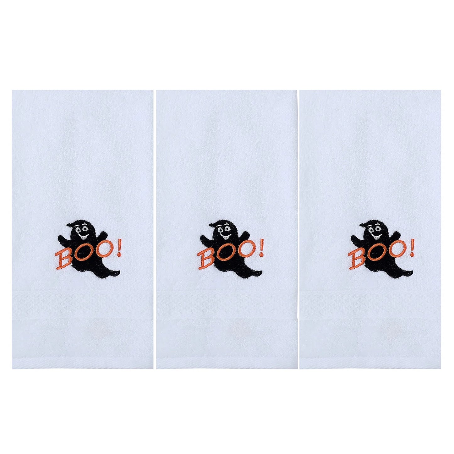 Set di 3 asciugamani in cotone ricamato per Halloween, delicati sulla pelle, morbidi, altamente assorbenti, per lavarsi il viso, per fare il bagno e per viaggiare.