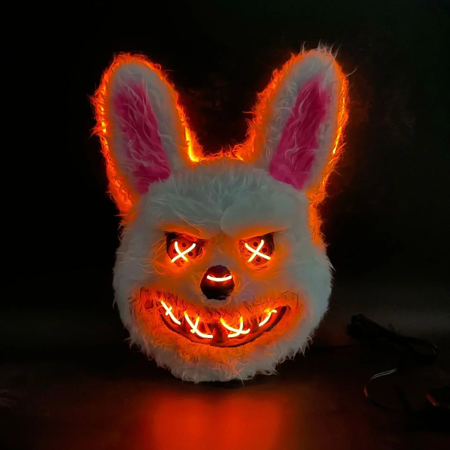 Maschera da coniglio e orso insanguinato con LED per Halloween