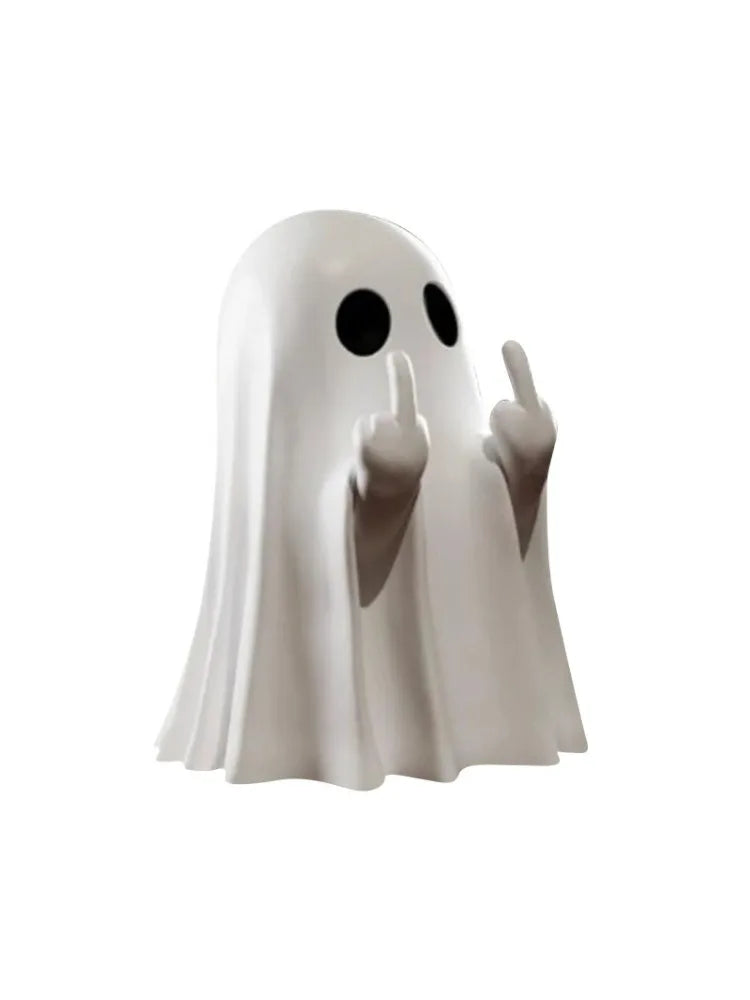 Decorazioni di Halloween con fantasma che fa il dito medio