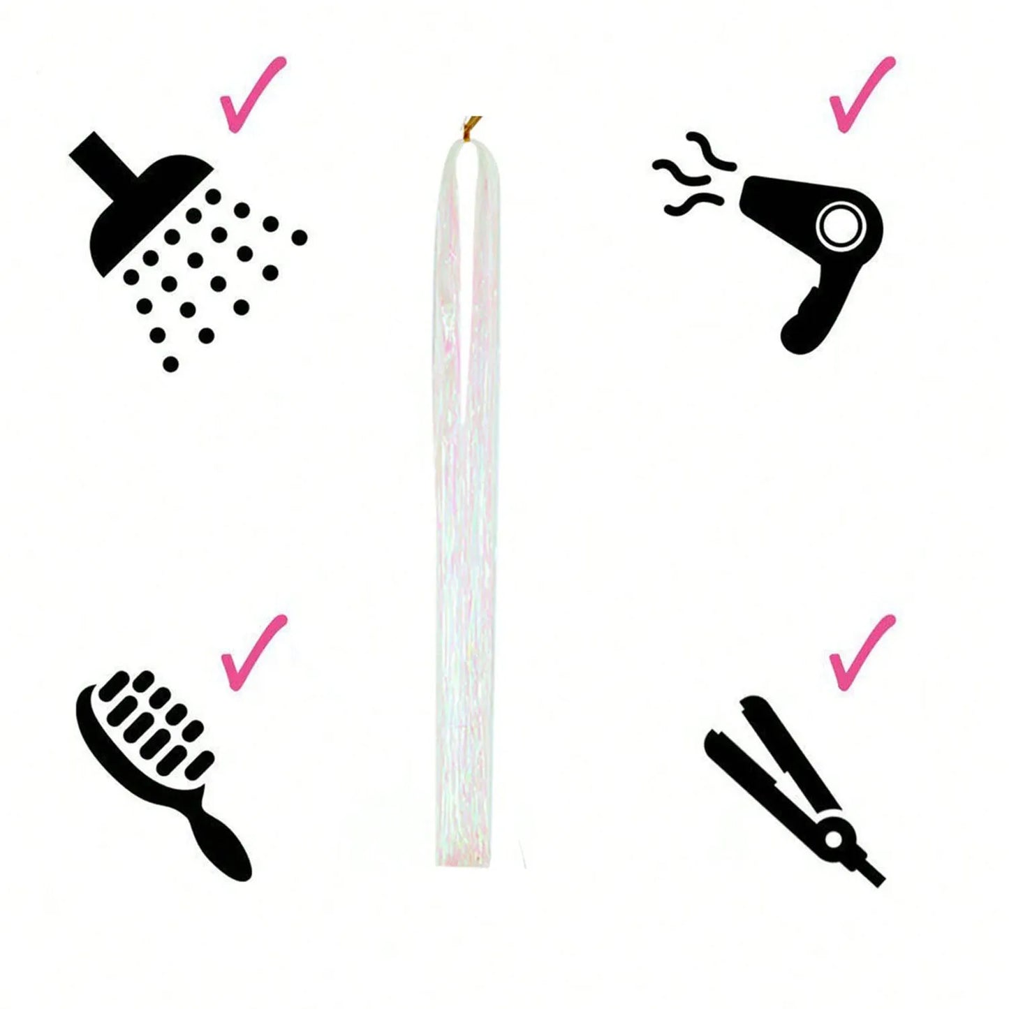 Extension per capelli Tinsel 12 pezzi Accessori per capelli glitterati scintillanti e luccicanti per donne e ragazze per Natale, Capodanno e Halloween