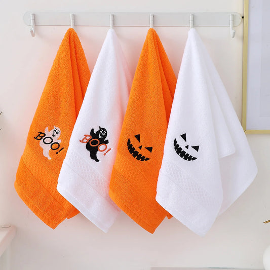 Set di 3 asciugamani in cotone ricamato per Halloween, delicati sulla pelle, morbidi, altamente assorbenti, per lavarsi il viso, per fare il bagno e per viaggiare.