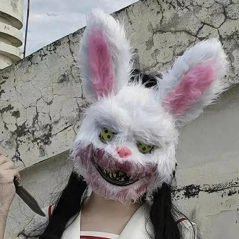 Maschera da coniglio e orso insanguinato con LED per Halloween