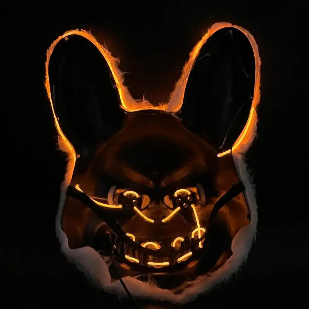 Maschera da coniglio e orso insanguinato con LED per Halloween