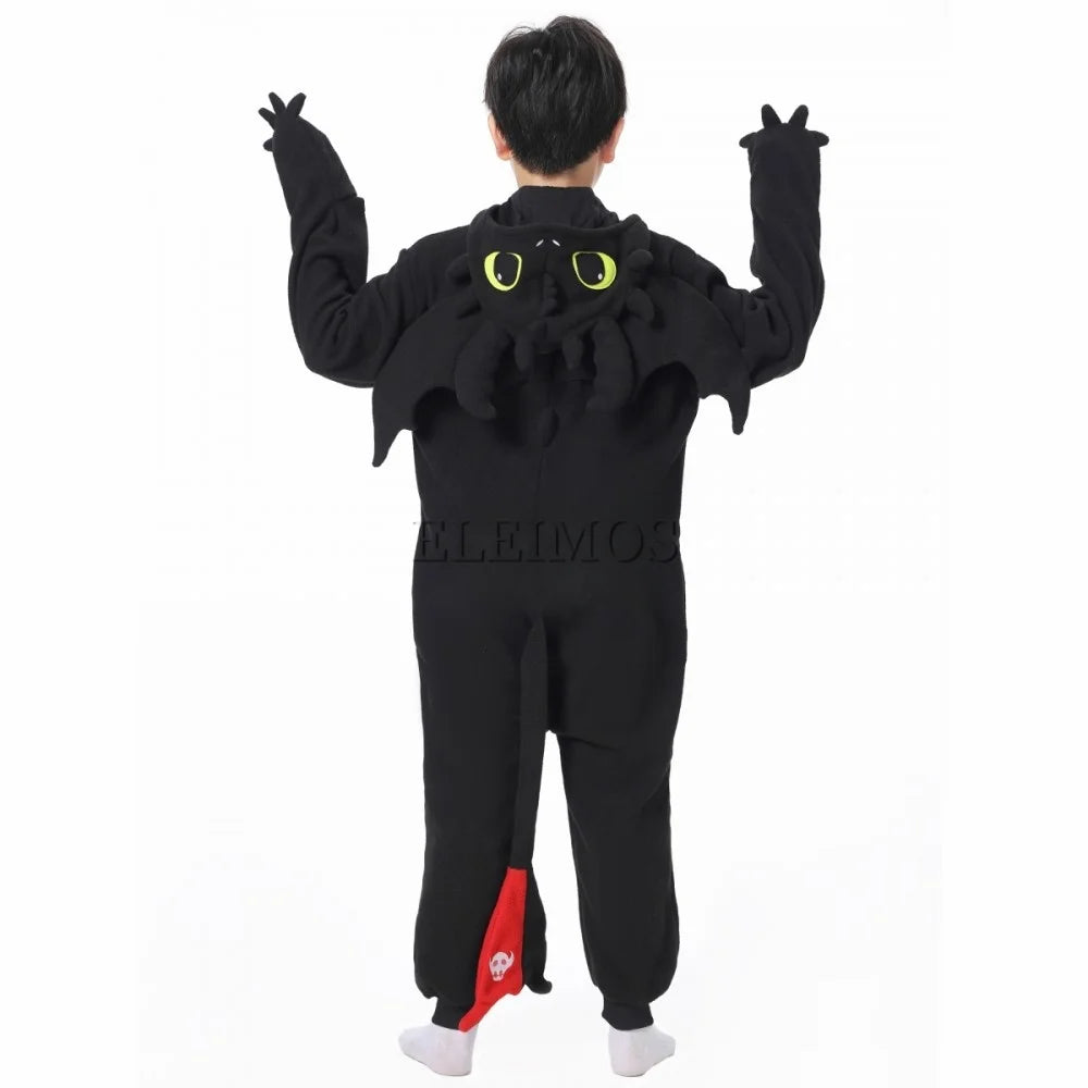 Kids Black White Kigurumi Onesie Adult Women Men Animal Pajamas Halloween Costume Cosplay Jumpsuit Christmas Gift