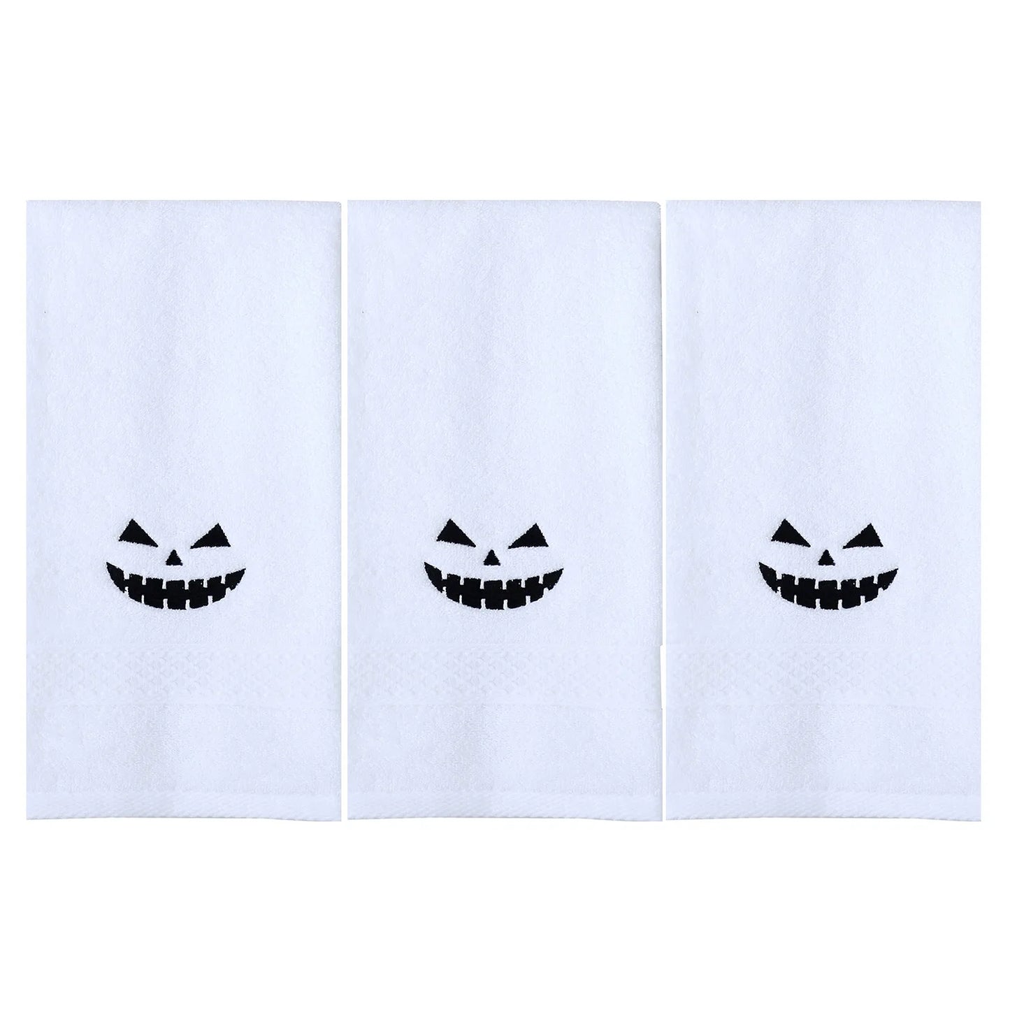 Set di 3 asciugamani in cotone ricamato per Halloween, delicati sulla pelle, morbidi, altamente assorbenti, per lavarsi il viso, per fare il bagno e per viaggiare.