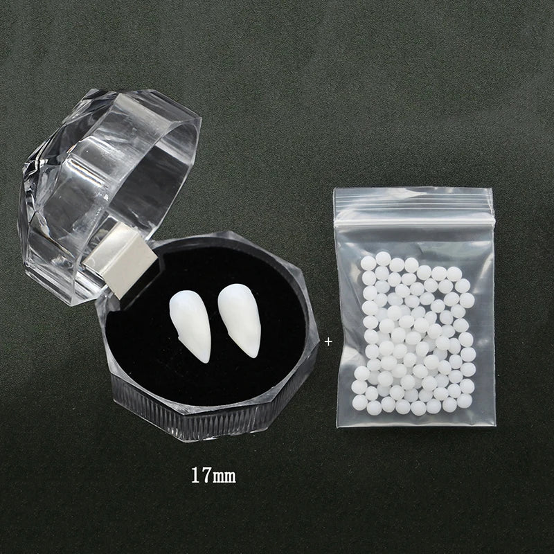 1 paio di denti da vampiro per Halloween, zanne, dentiere, accessori per feste, costumi fai da te, accessori per cosplay.