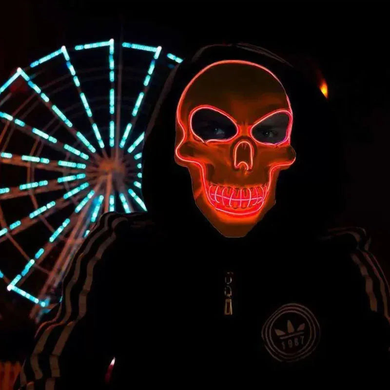 Maschera teschio horror di Halloween con luci a LED