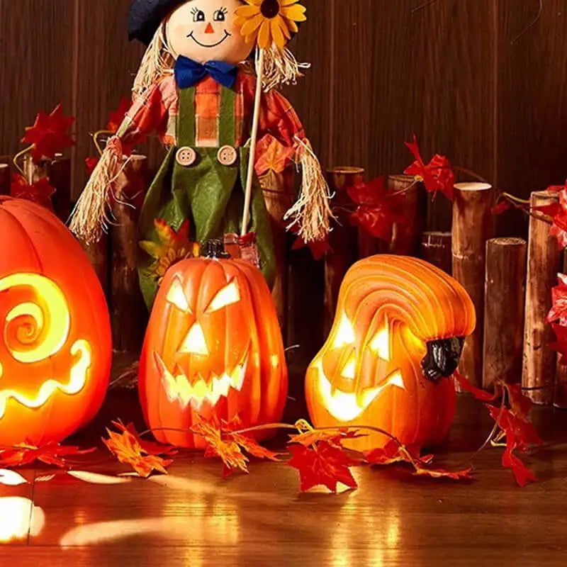 Lantern Pumpkin Decor Led Light Up Pumpkin Outdoor Decoration Battery-Powered Halloween Pumpkin Lamp Light Up Pumpkin