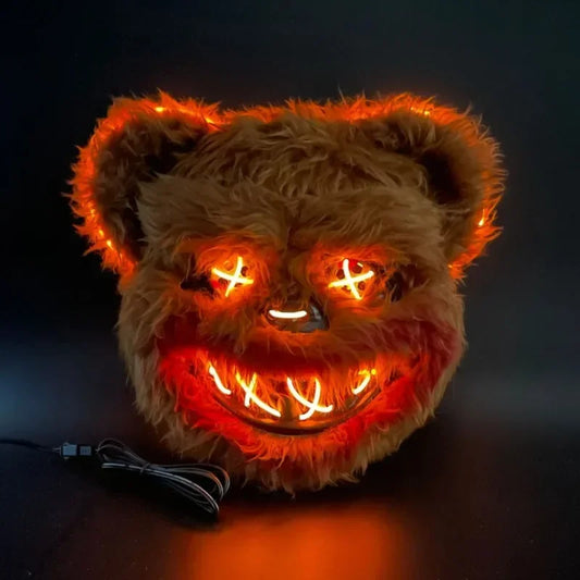Maschera da coniglio e orso insanguinato con LED per Halloween