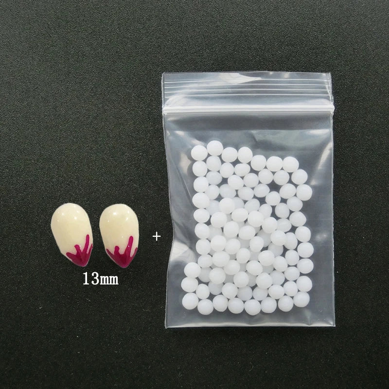 1 paio di denti da vampiro per Halloween, zanne, dentiere, accessori per feste, costumi fai da te, accessori per cosplay.
