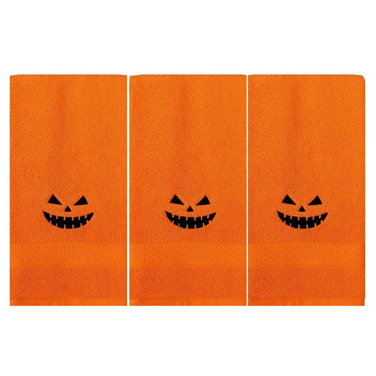 Set di 3 asciugamani in cotone ricamato per Halloween, delicati sulla pelle, morbidi, altamente assorbenti, per lavarsi il viso, per fare il bagno e per viaggiare.