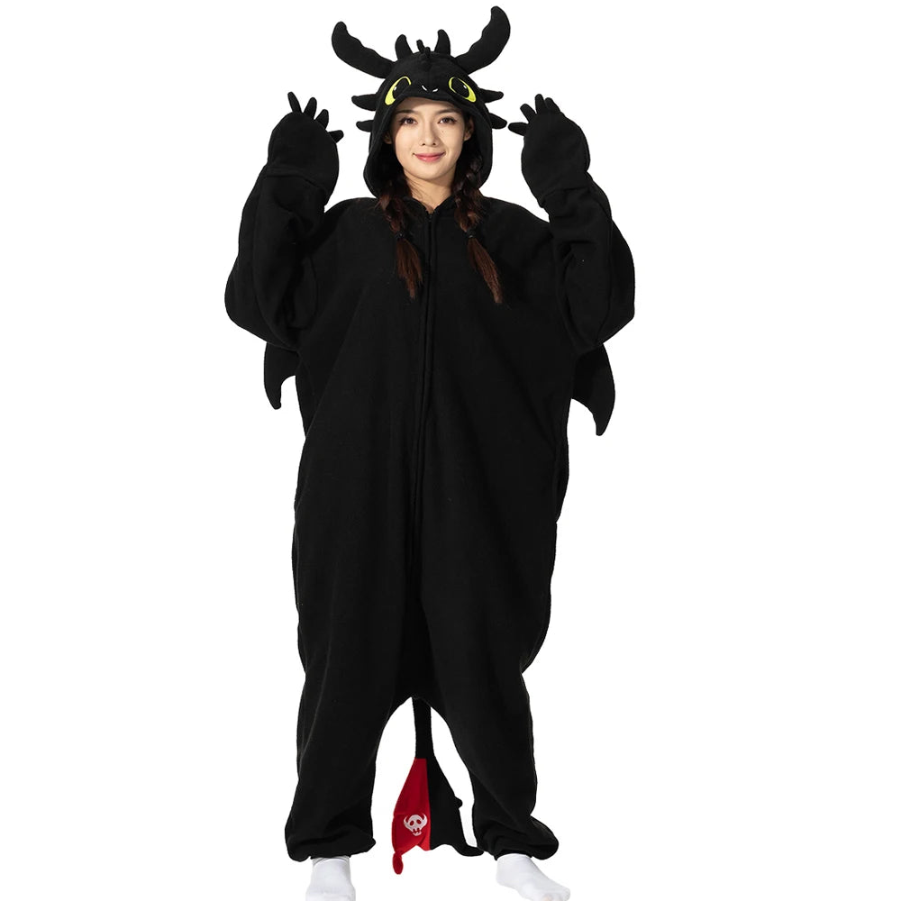 Kids Black White Kigurumi Onesie Adult Women Men Animal Pajamas Halloween Costume Cosplay Jumpsuit Christmas Gift