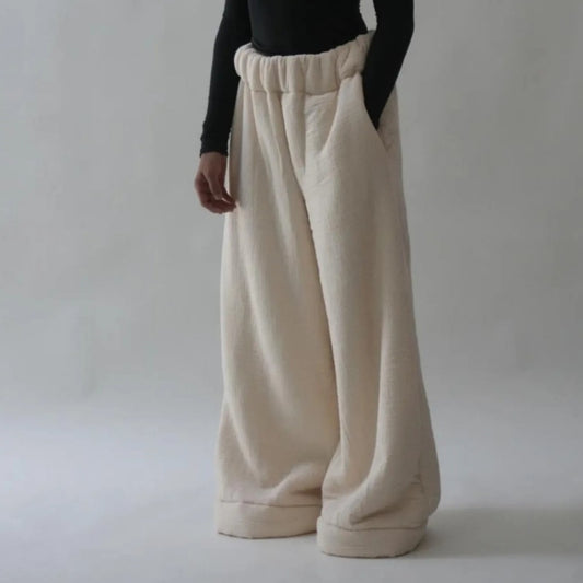 Pantaloni larghi casual da donna in stile street fashion, tinta unita