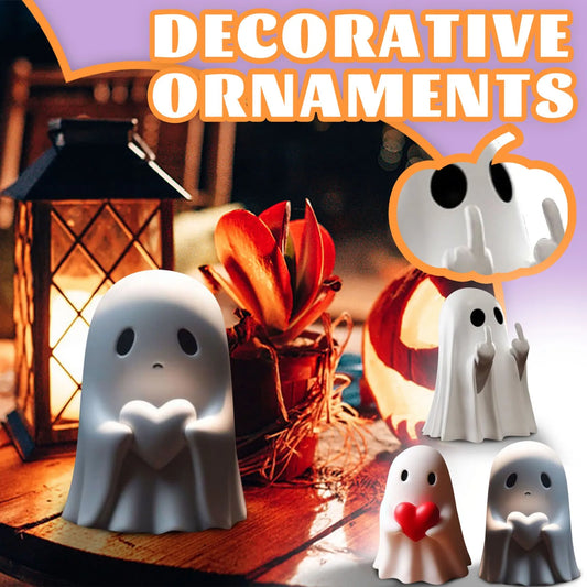 Decorazioni di Halloween con fantasma che fa il dito medio
