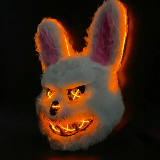Maschera da coniglio e orso insanguinato con LED per Halloween
