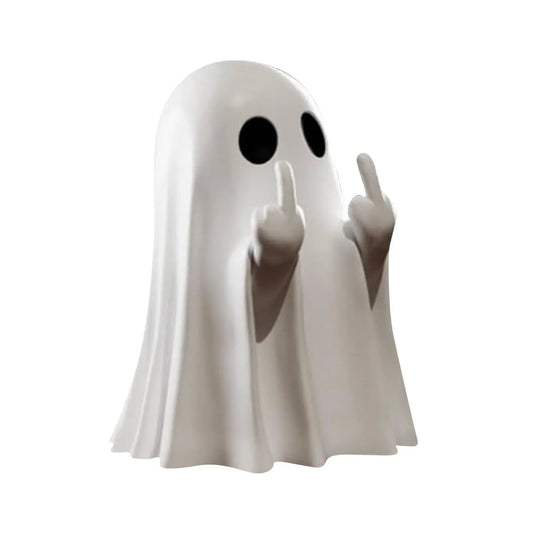 Decorazioni di Halloween con fantasma che fa il dito medio
