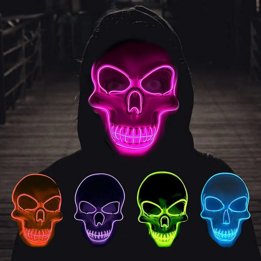 Maschera teschio horror di Halloween con luci a LED